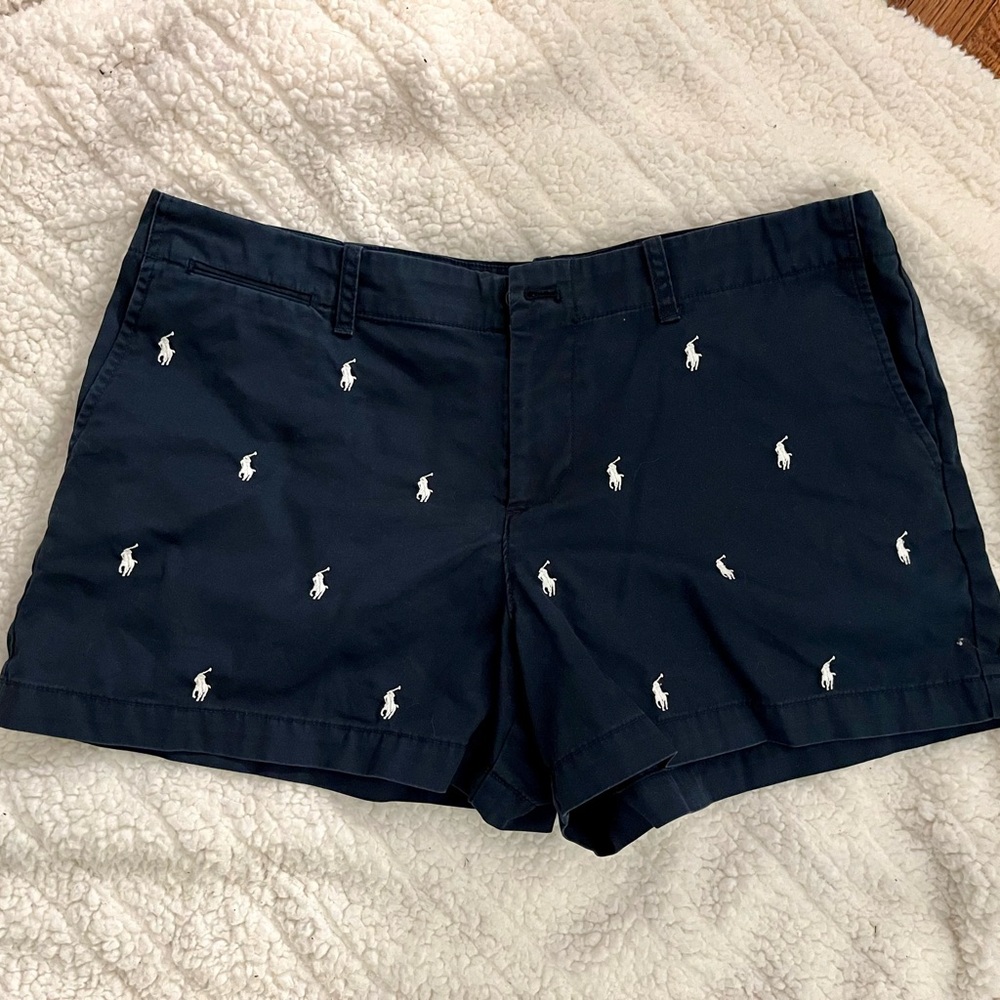 Ralph Lauren Navy Embroidered Polo Logo Shorts